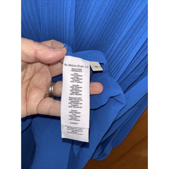 BY MALENE BIRGER WOMEN Cobalt Blue Pleated Accordion BLOUSE EU 36 US S Sheer - Picture 5 of 16